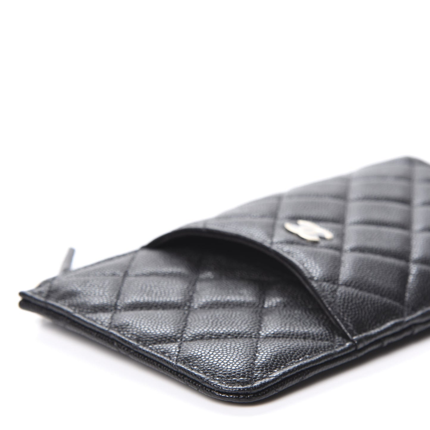Caviar Quilted Classic Flat Wallet Pouch Black