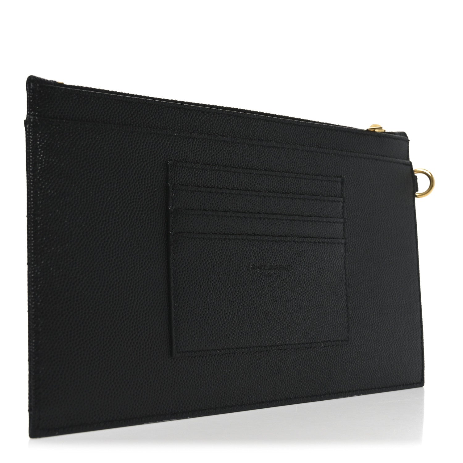 Saint Laurent Grain De Poudre Chevron Monogram Large Bill Pouch Black 3 of 8