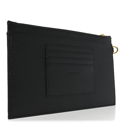 Saint Laurent Grain De Poudre Chevron Monogram Large Bill Pouch Black 3 of 8