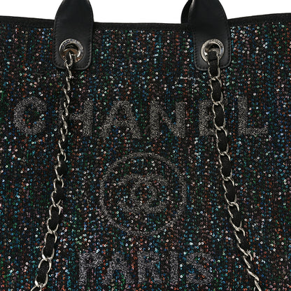 Chanel Calfskin Sequin Medium Deauville Tote Black 8 of 10