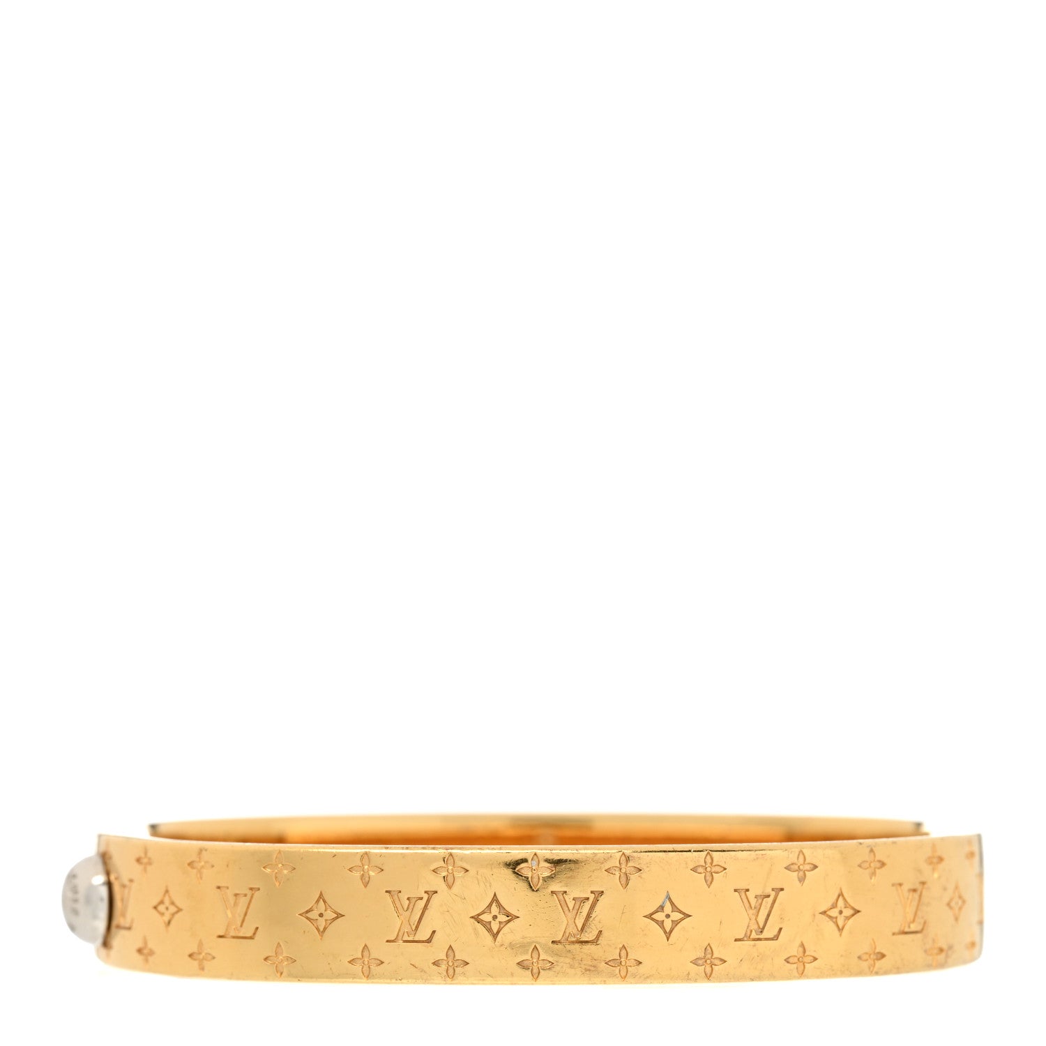 Louis Vuitton Brass Monogram Nanogram Cuff S Gold 1 of 7