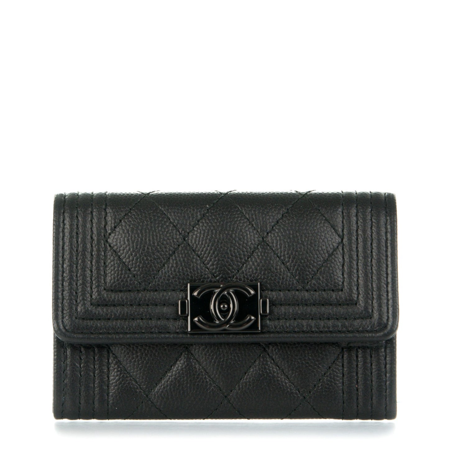 Caviar Quilted Boy Flap Card Holder So Black