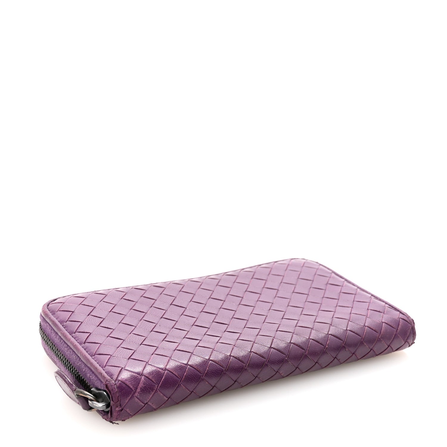 Bottega Veneta Nappa Intrecciato Zip Around Wallet Aubergine