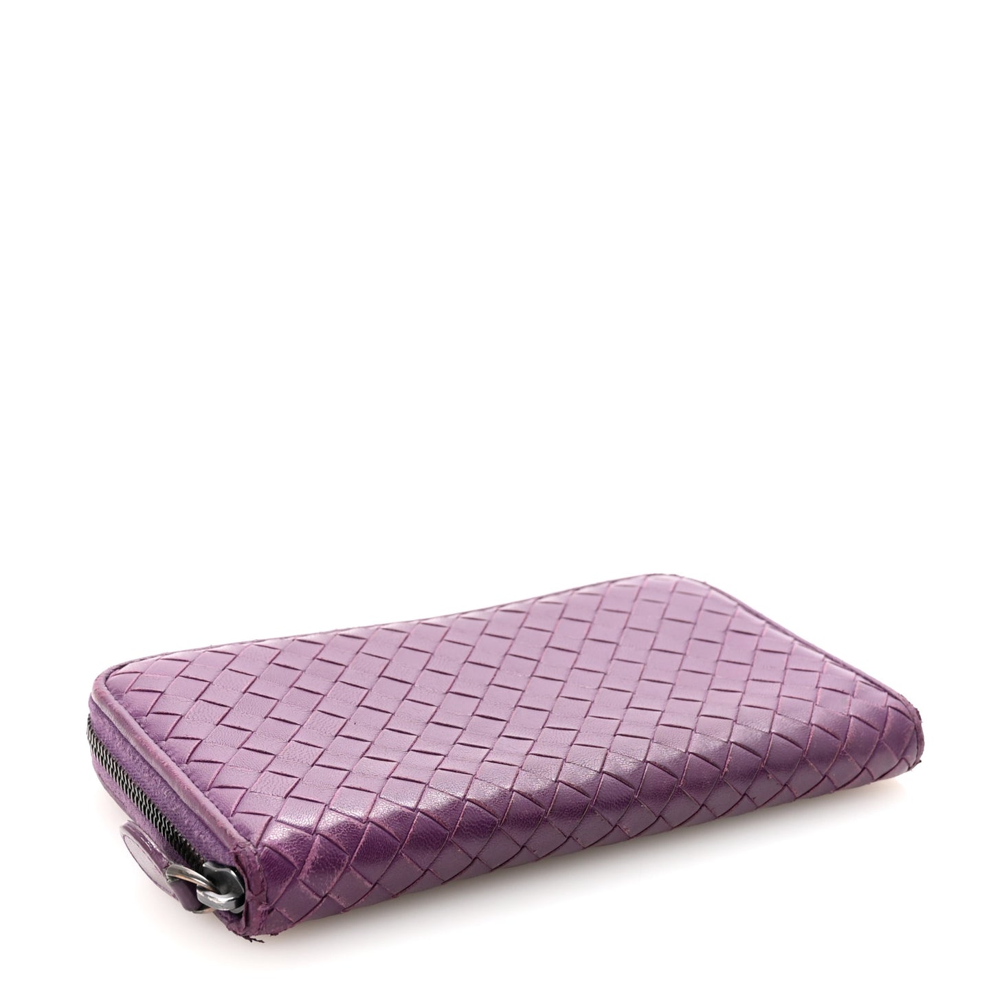 Nappa Intrecciato Zip Around Wallet Aubergine