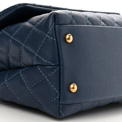 Chanel Caviar Quilted Small Coco Handle Flap Dark Blue 8 of 9