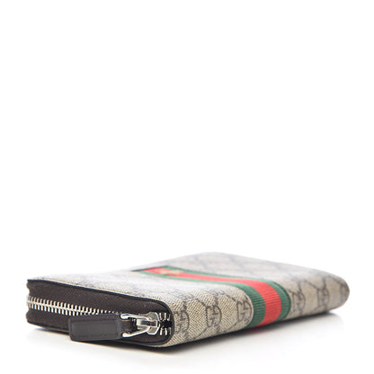 Gucci GG Supreme Monogram Web Bee Zip Around Wallet Beige Cocoa 4 of 10