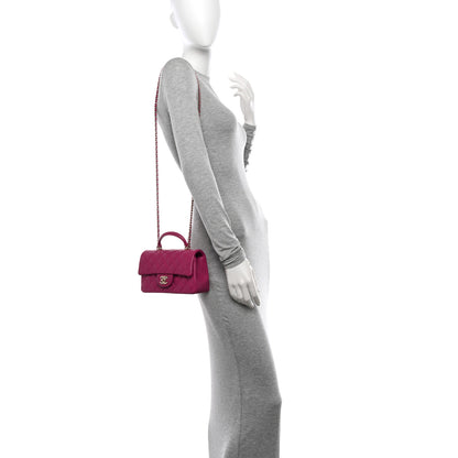 Chanel Lambskin Quilted Mini Top Handle Rectangular Flap Fuchsia 2 of 10