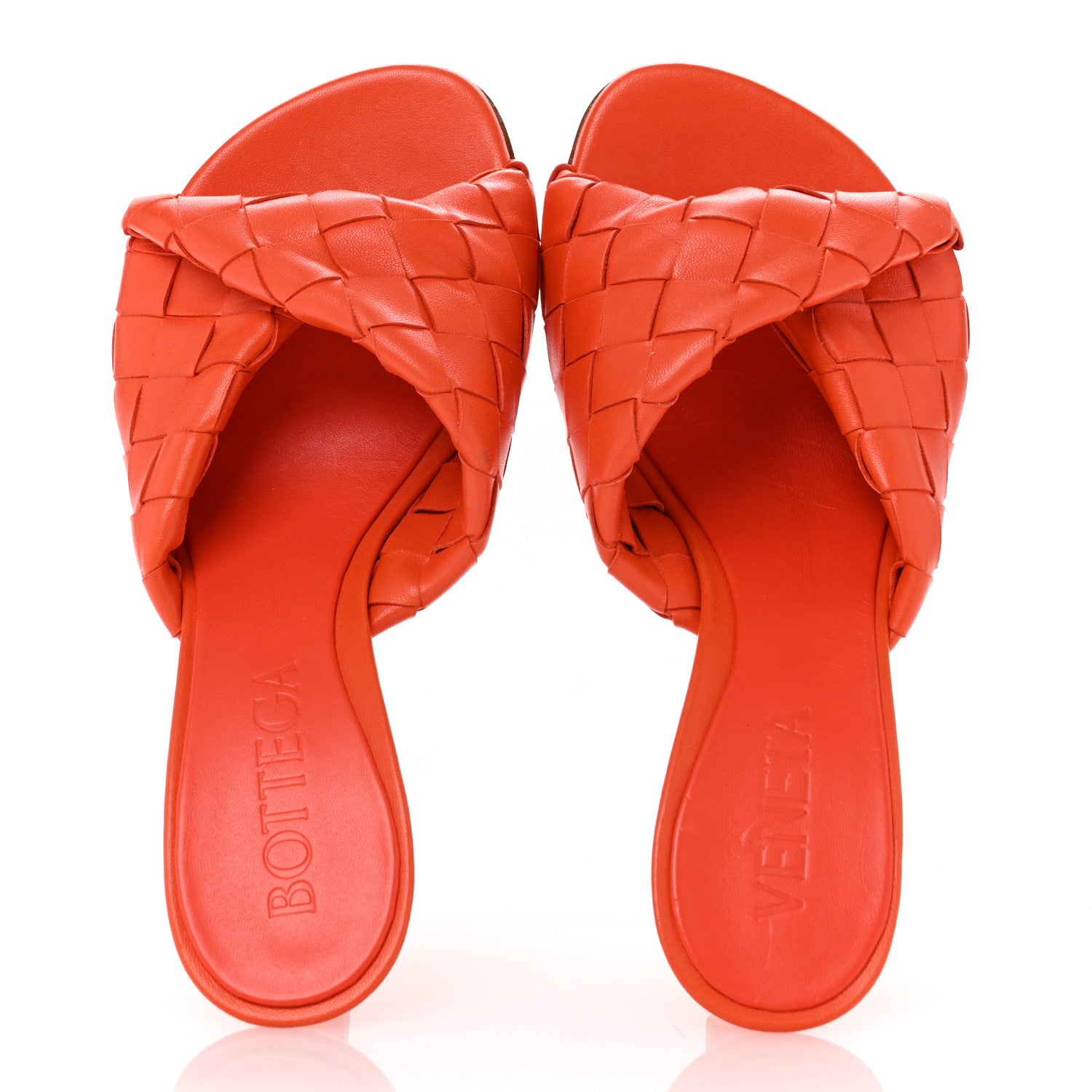 Bottega Veneta Nappa Intrecciato Blink Mule Sandals 38 New Orange 2 of 11