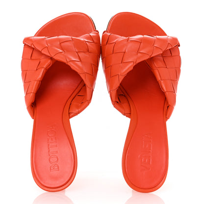 Bottega Veneta Nappa Intrecciato Blink Mule Sandals 38 New Orange 2 of 11