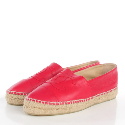 Chanel Lambskin CC Espadrilles 41 Red 3 of 10
