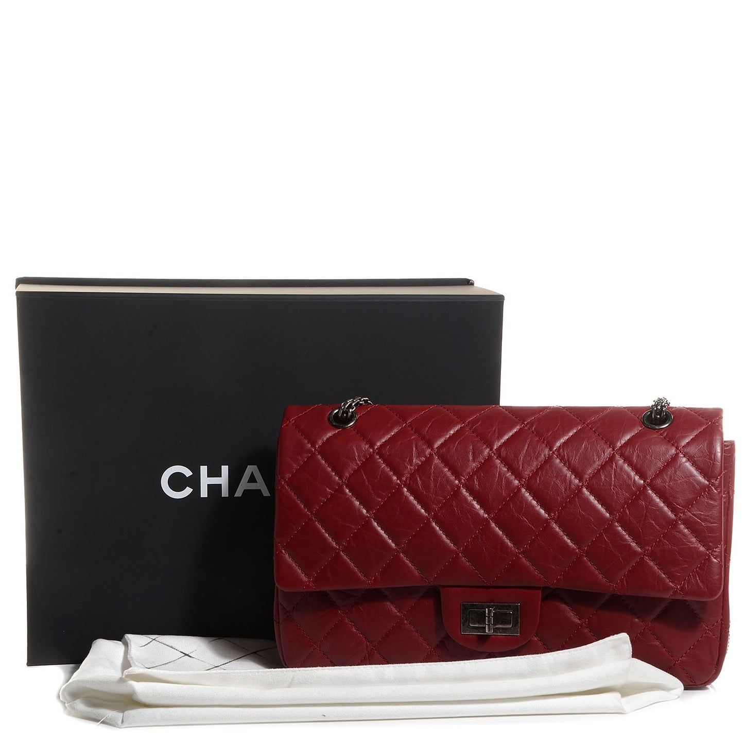 Aged Calfskin Quilted 2.55 Reissue 227 Flap Red