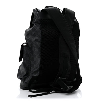 Gucci Soft GG Supreme Monogram Calfskin Web Double Buckle Backpack Black 3 of 14