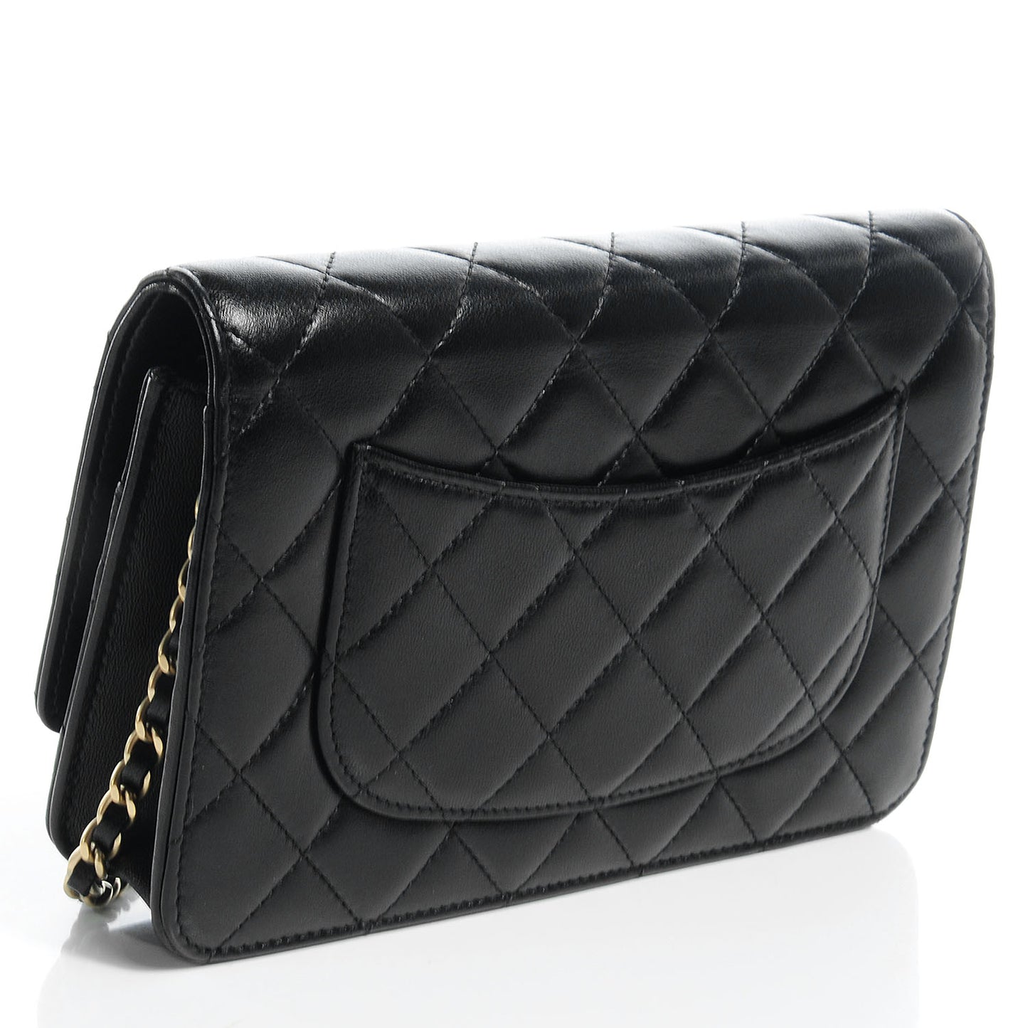 Lambskin Quilted Wallet On Chain WOC Black