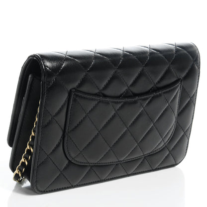 Chanel Lambskin Quilted Wallet On Chain WOC Black 3 of 8