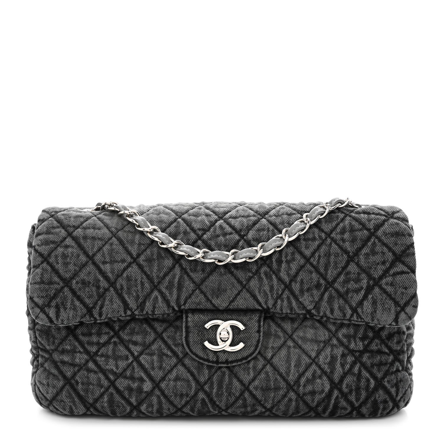 Chanel Denim Quilted Denimpression Flap Grey Black 1 of 9