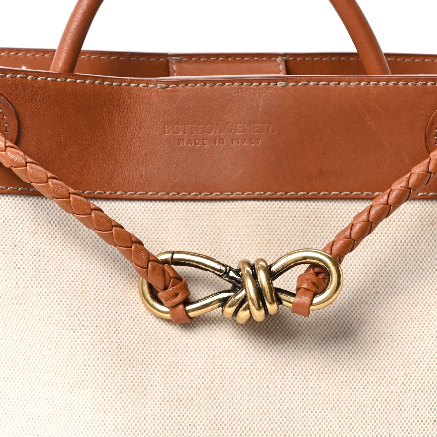 Washed Canvas Calfskin Small Andiamo Shoulder Bag Natural Light Wood
