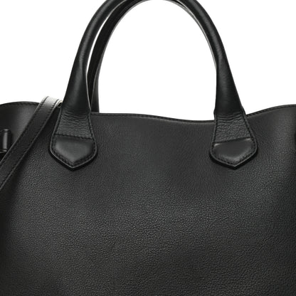 Burberry Derby Calfskin House Check Medium Banner Tote Black 7 of 10