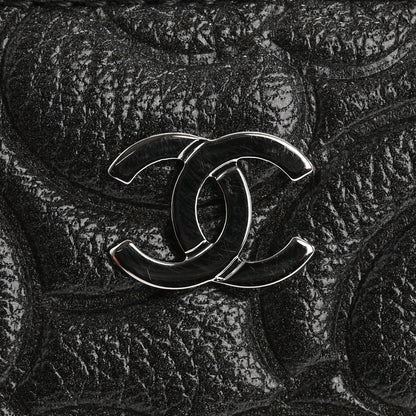 Chanel Goatskin Camellia Embossed Cosmetic Pouch Anthracite 11 of 12