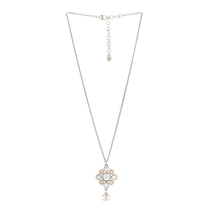 Chanel Crystal CC Drop Pendant Necklace Silver 3 of 5