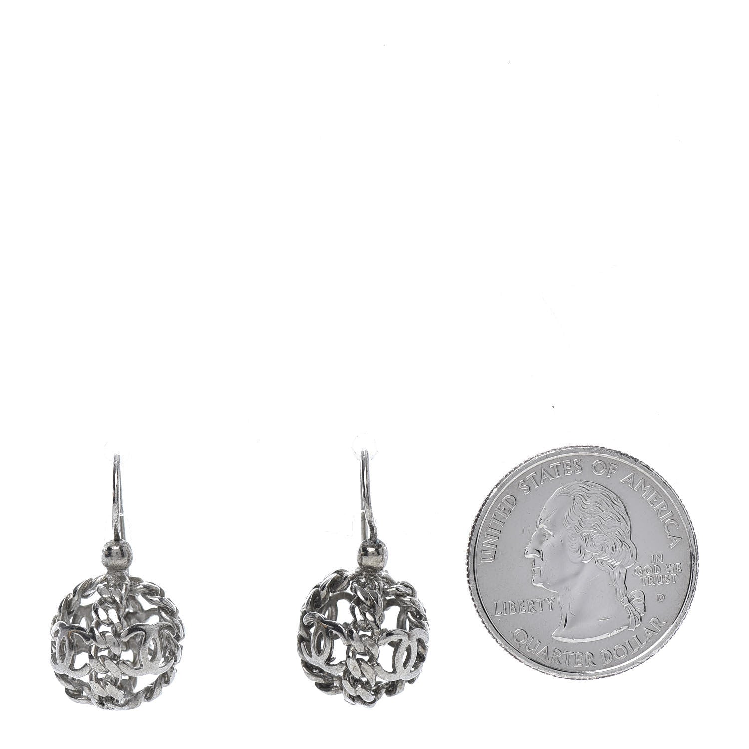 Chanel CC Round Earrings Silver 2 of 5