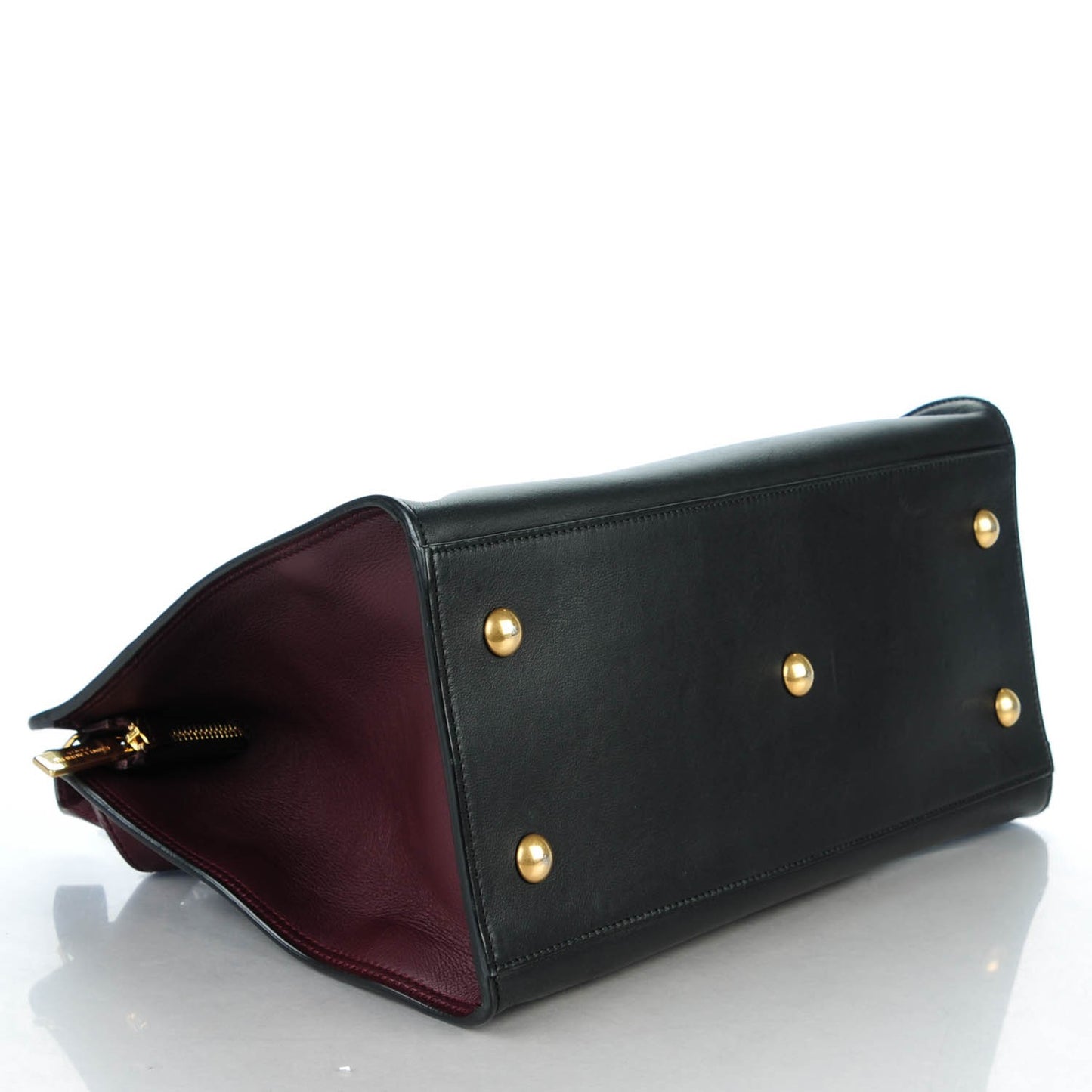 Calfskin Bi Color Small Classic Y Cabas Black Bordeaux