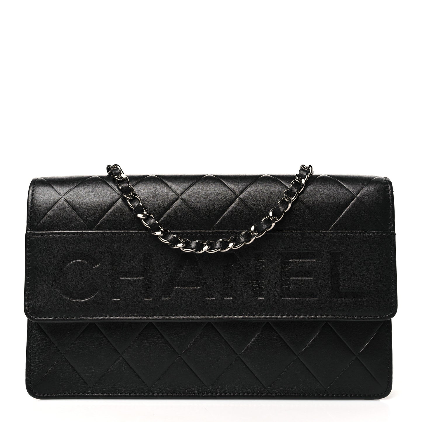 Lambskin Embossed Lax Wallet On Chain WOC Black