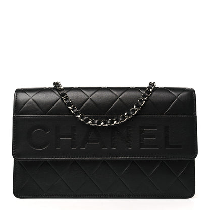 Chanel Lambskin Embossed Lax Wallet On Chain WOC Black 1 of 12