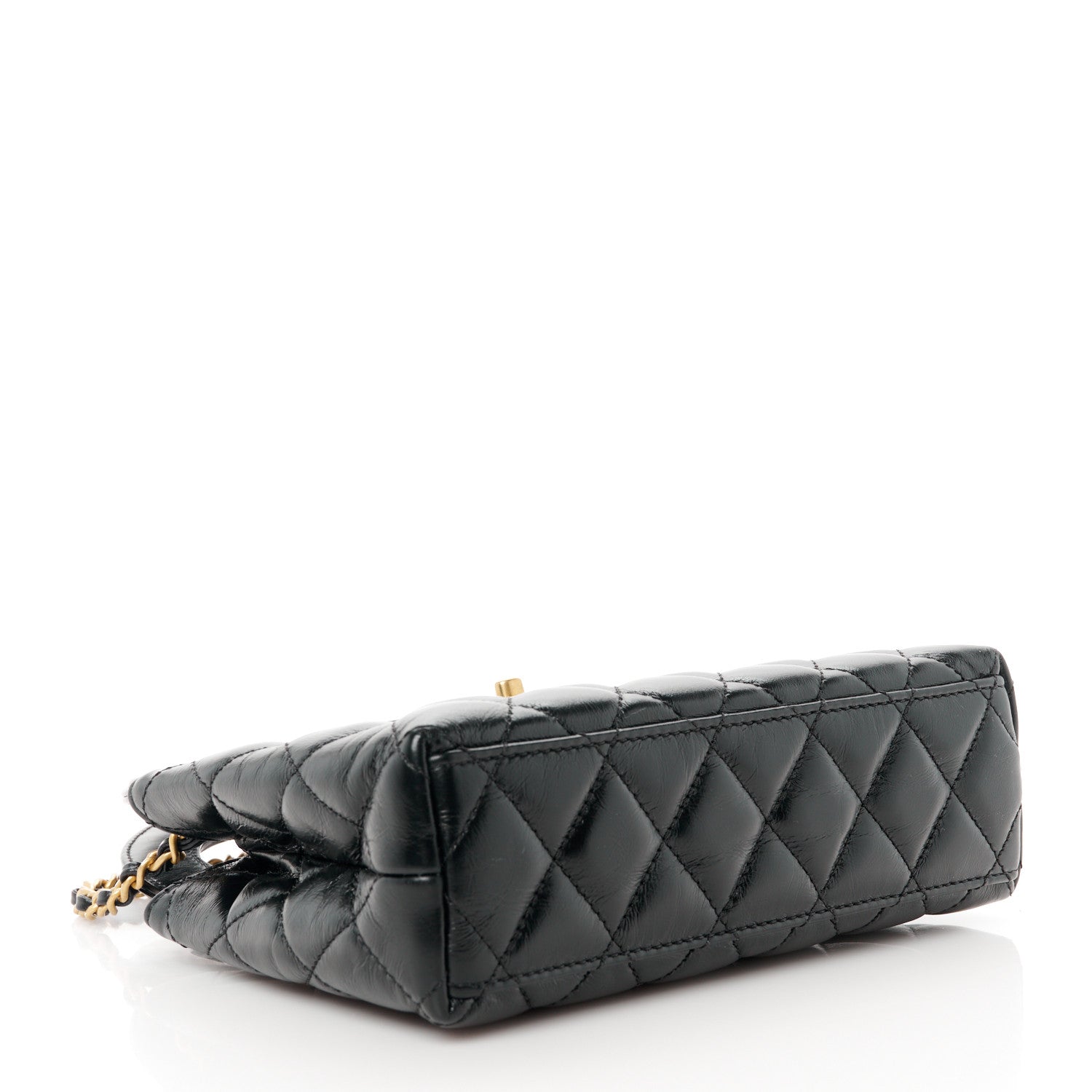 Chanel Shiny Aged Calfskin Quilted Nano Kelly Shopper Black 4 of 11
