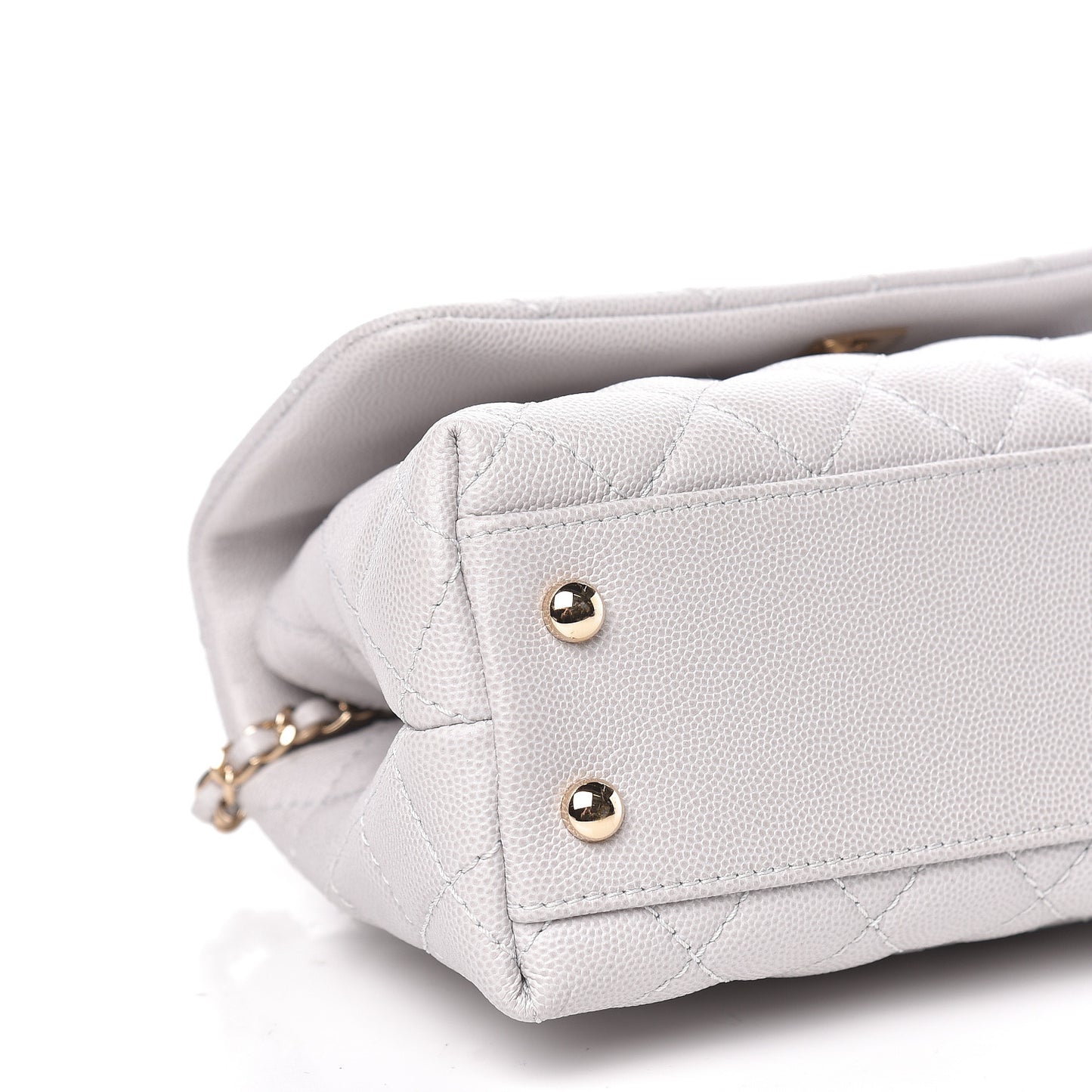 Caviar Quilted Mini Coco Handle Flap Light Grey