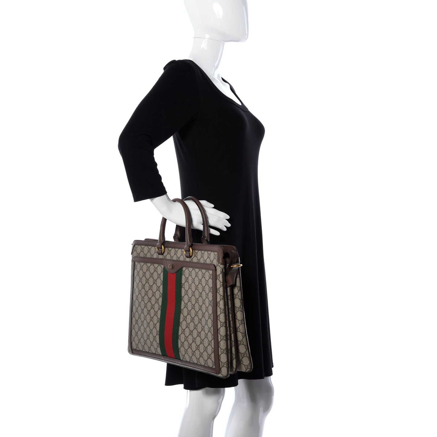 GG Supreme Monogram Web Ophidia Briefcase Beige New Acero