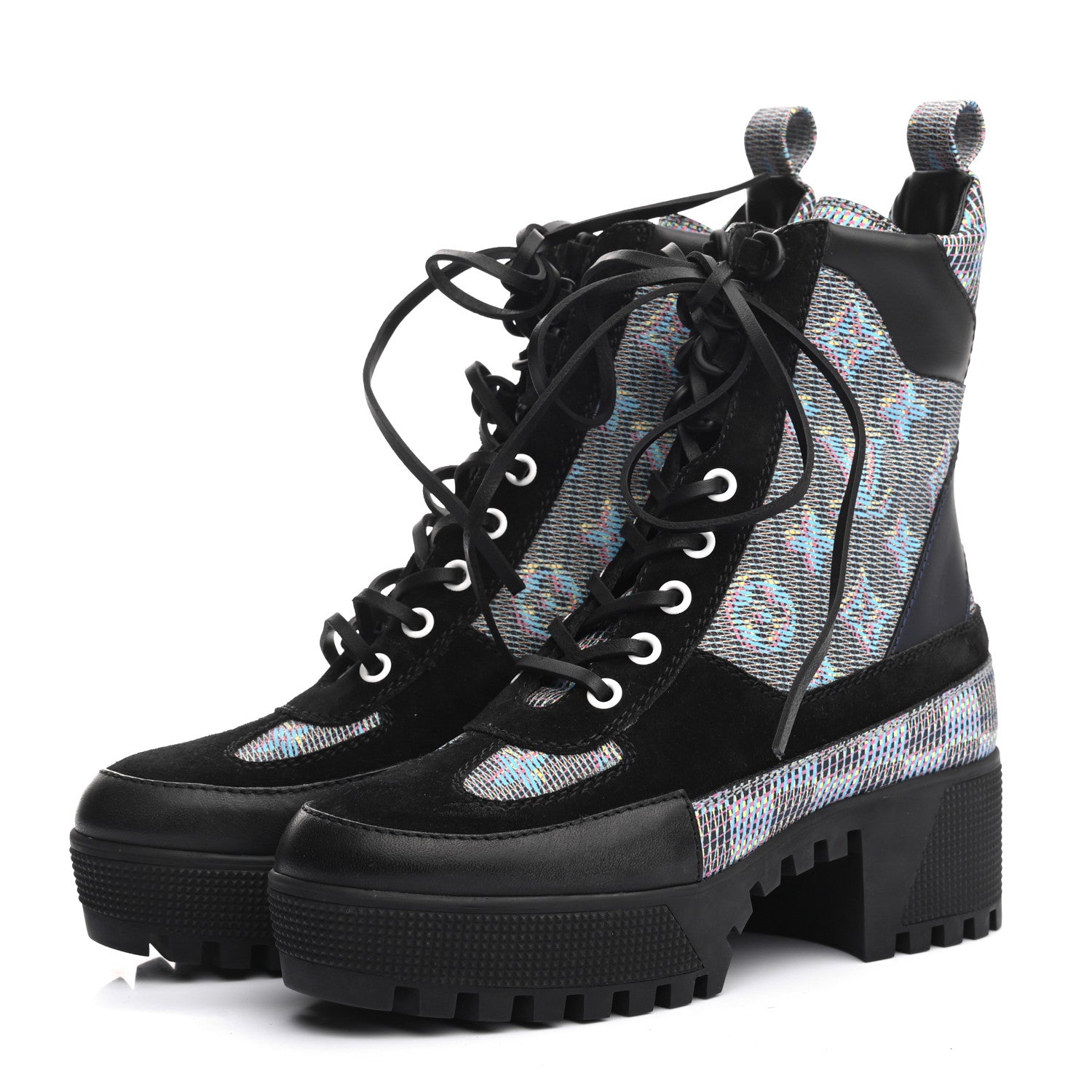 Louis Vuitton Monogram LV Pop Suede Calfskin Laureate Platform Desert Boots 35 Blue 3 of 7