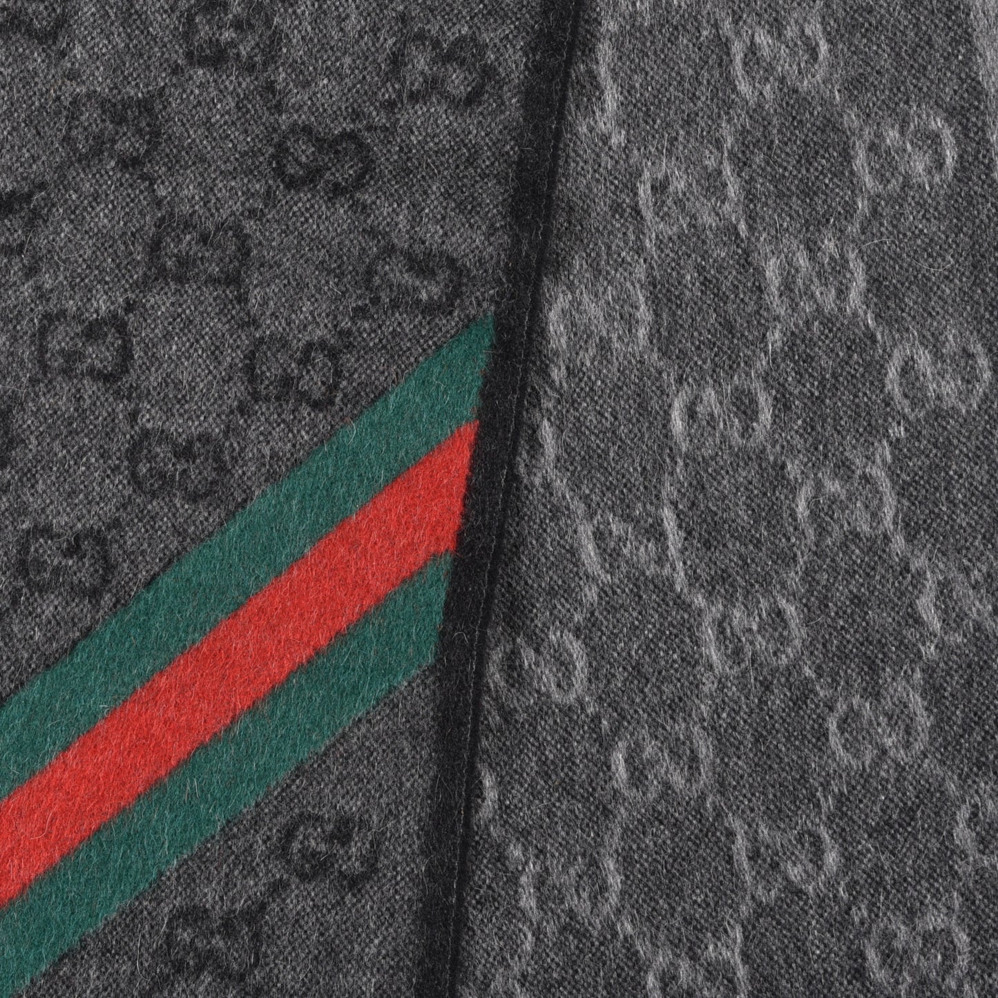 Wool Angora Monogram Web New Nikky Scarf Lead Dark Green