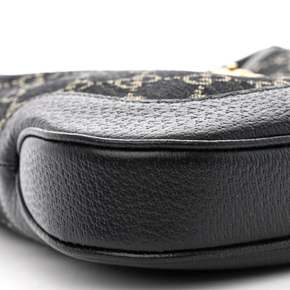 Gucci Jacquard Denim GG Monogram Small Jackie 1961 Hobo Black Ivory 9 of 11