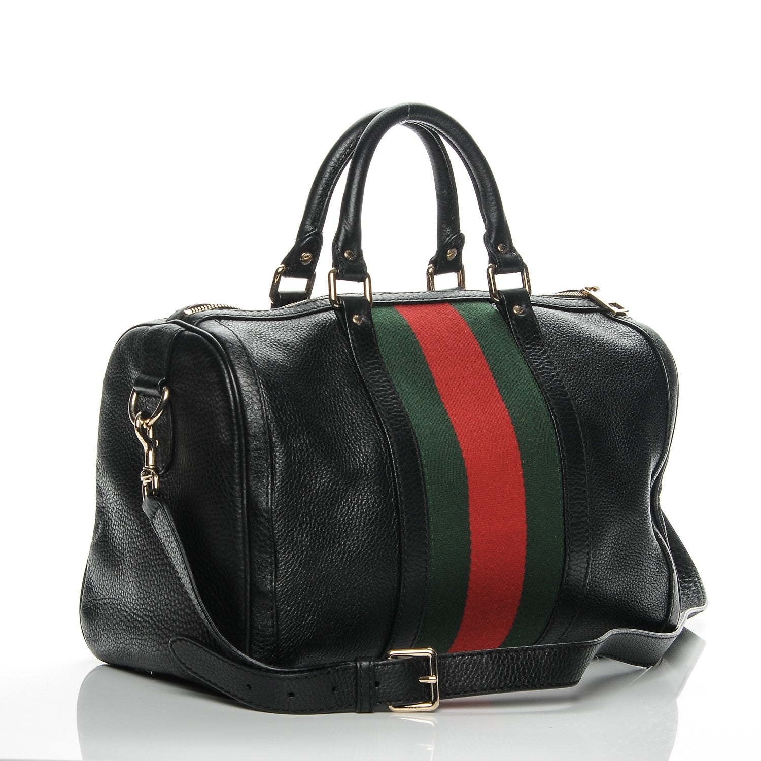 Gucci Calfskin Vintage Web Medium Boston Black 3 of 8