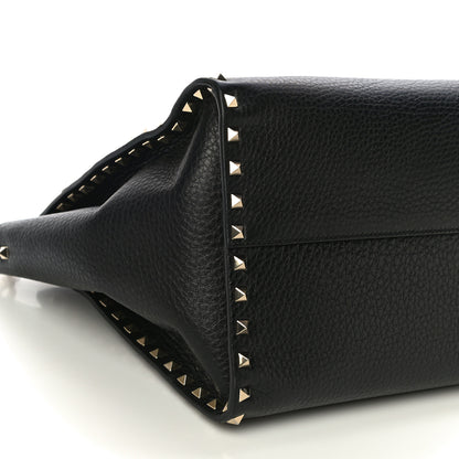 Valentino Garavani Grained Calfskin Rockstud Satchel Black 7 of 12