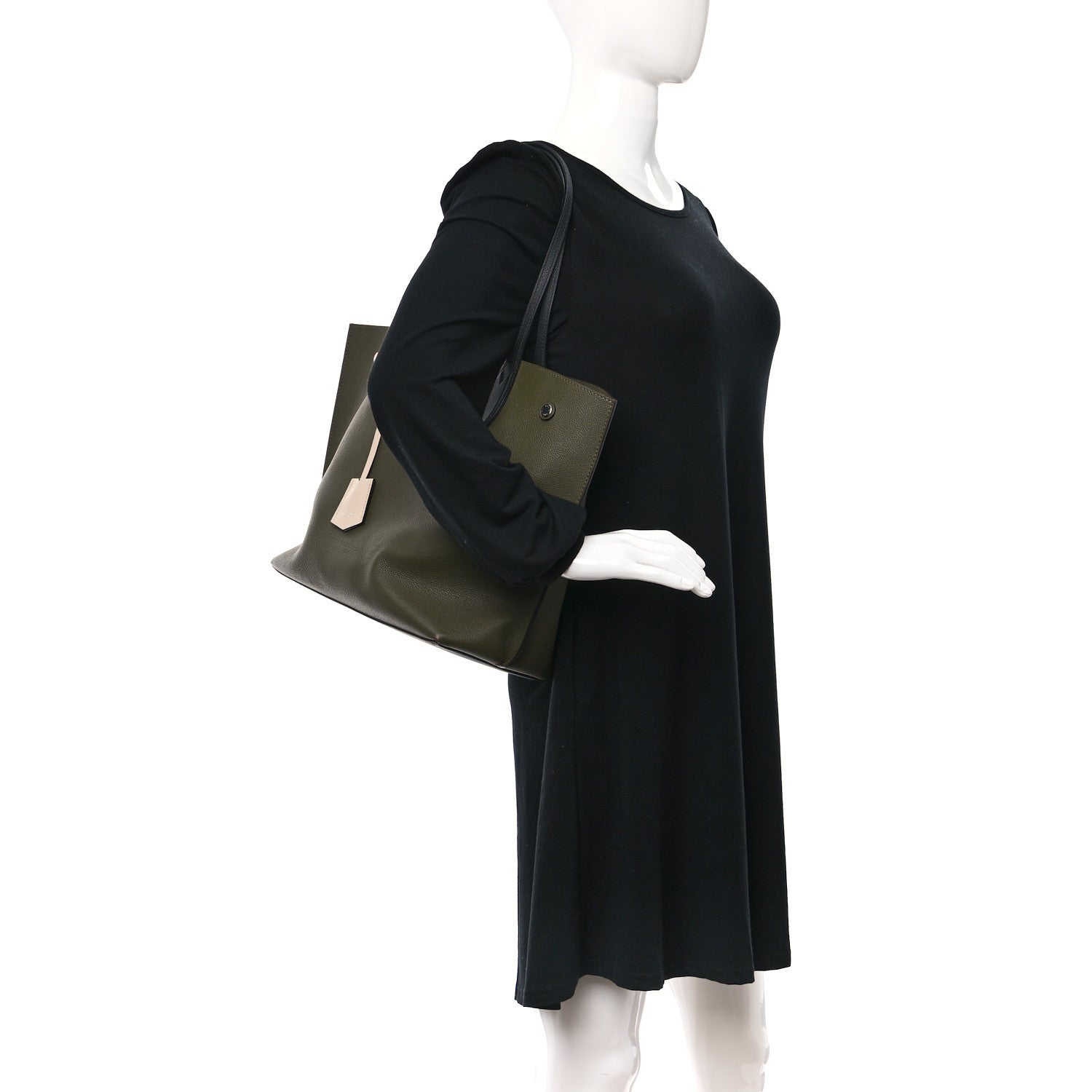 Louis Vuitton Calfskin Lockme Go Tote Green Toffee 2 of 8