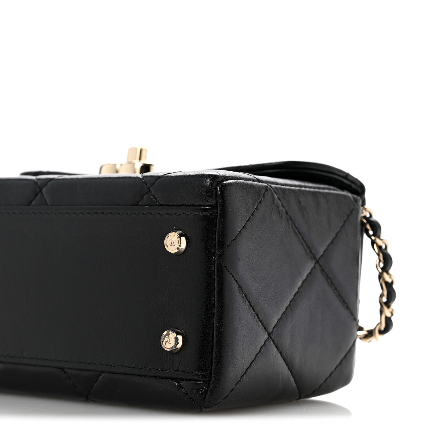 Chanel Shiny Calfskin Quilted Top Handle Box Bag Black 10 of 15