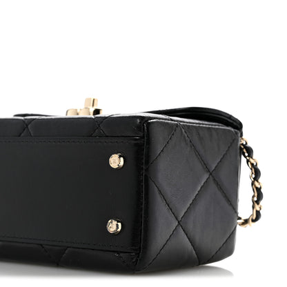 Chanel Shiny Calfskin Quilted Top Handle Box Bag Black 10 of 15