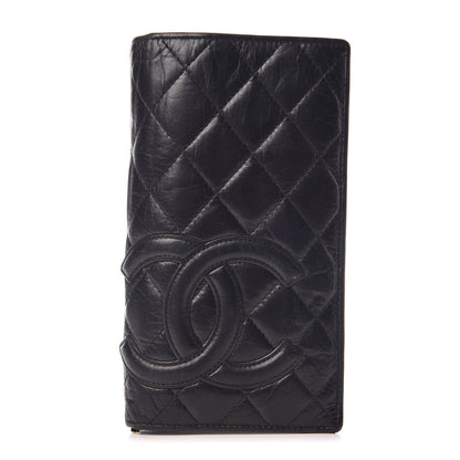 Chanel Aged Calfskin Quilted Cambon Yen Wallet Black 1 of 15