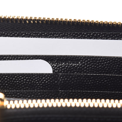 Saint Laurent Grain De Poudre Matelasse Chevron Monogram Zip Around Wallet Black 6 of 7