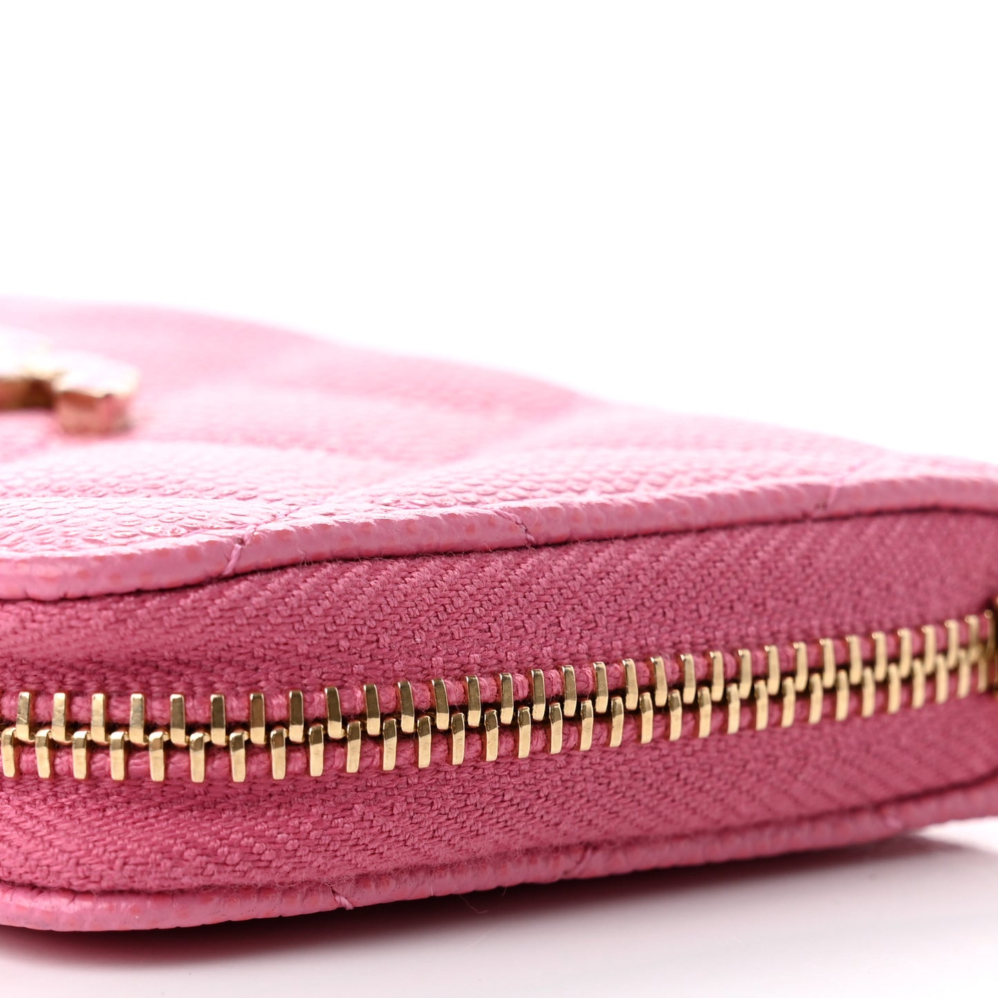 Caviar Quilted Enamel CC Zip Around Coin Purse Pink