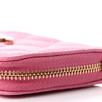 Chanel Caviar Quilted Enamel CC Zip Around Coin Purse Pink 10 of 11