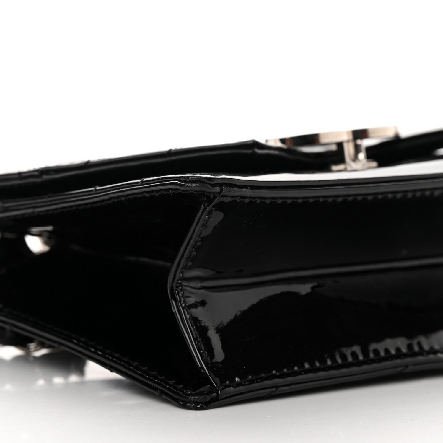 Chanel Patent Quilted Chevron Cutaway Flap Bag Black 8 of 14