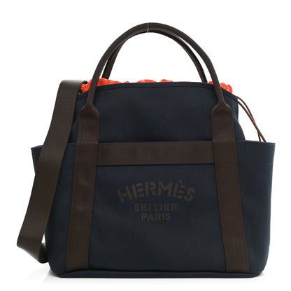 Hermes Canvas The Grooming Bag Bleu Navy Feu 1 of 12