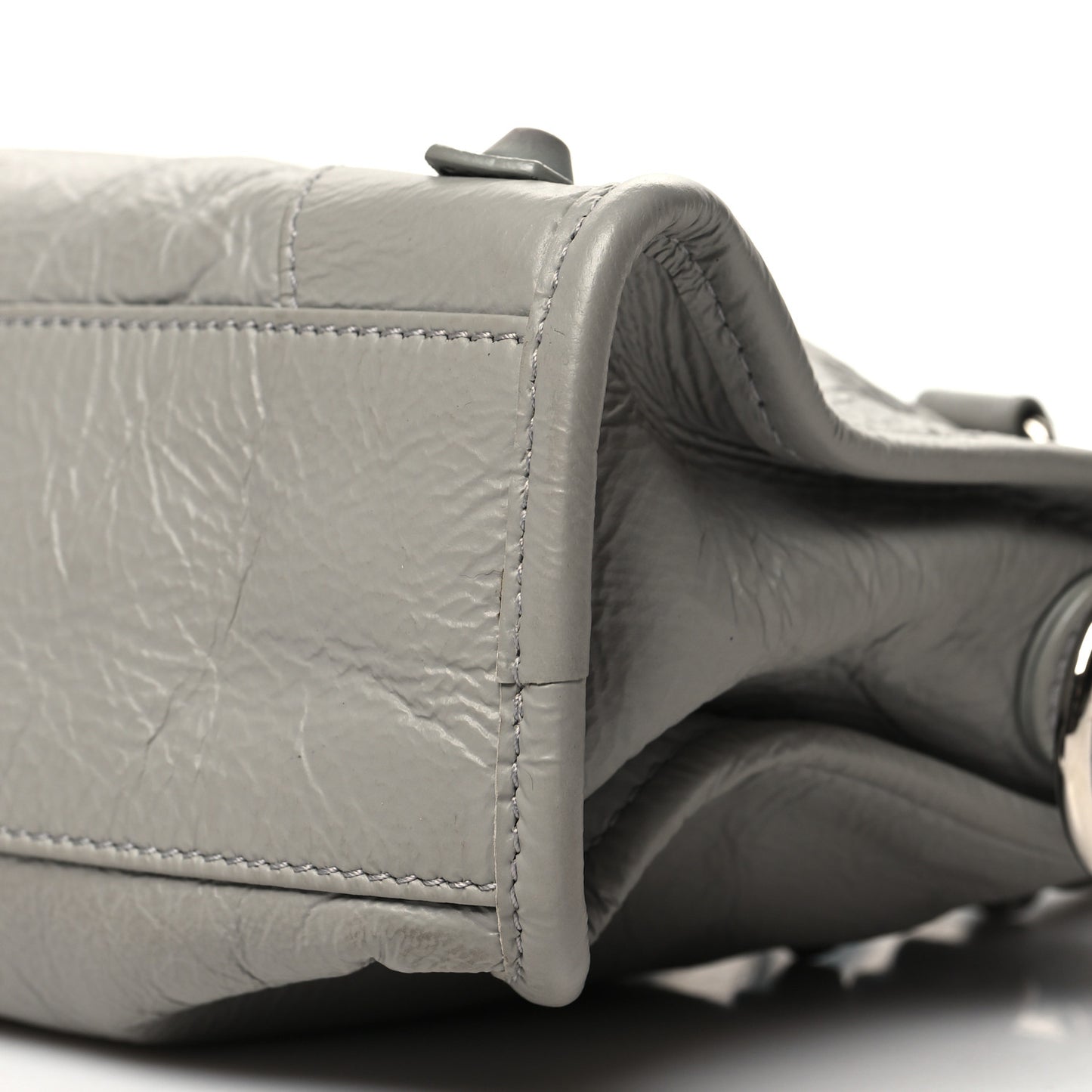 Matte Goatskin Rubber Covered Classic Hardware Mini City Gris Glace