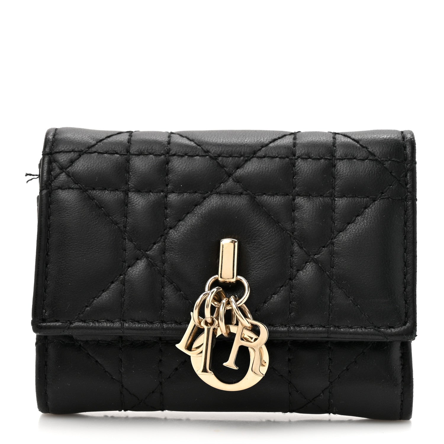 Christian Dior Lambskin Cannage My Dior Veronia Wallet Black 1 of 10