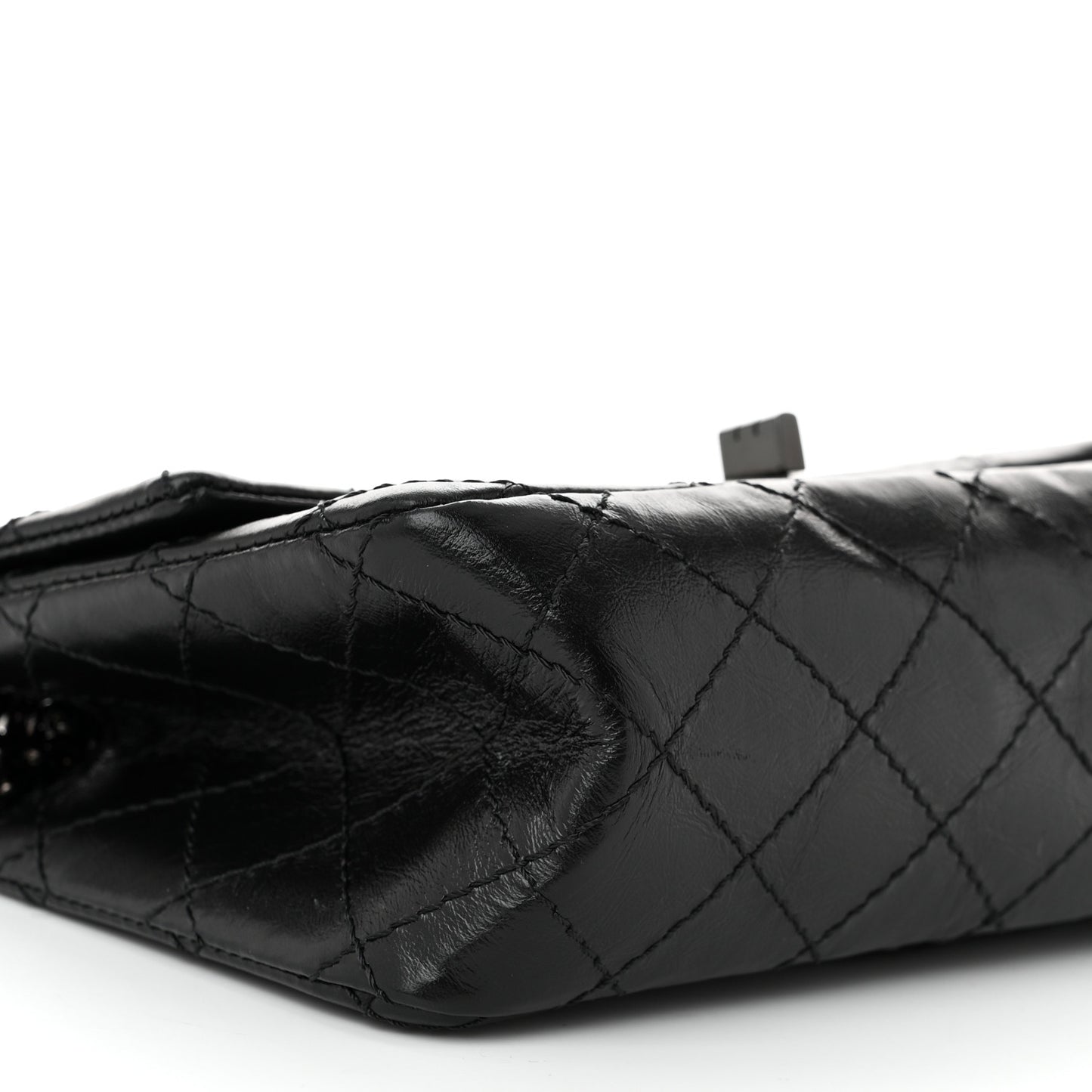 Aged Calfskin Quilted 2.55 Reissue Mini Flap So Black