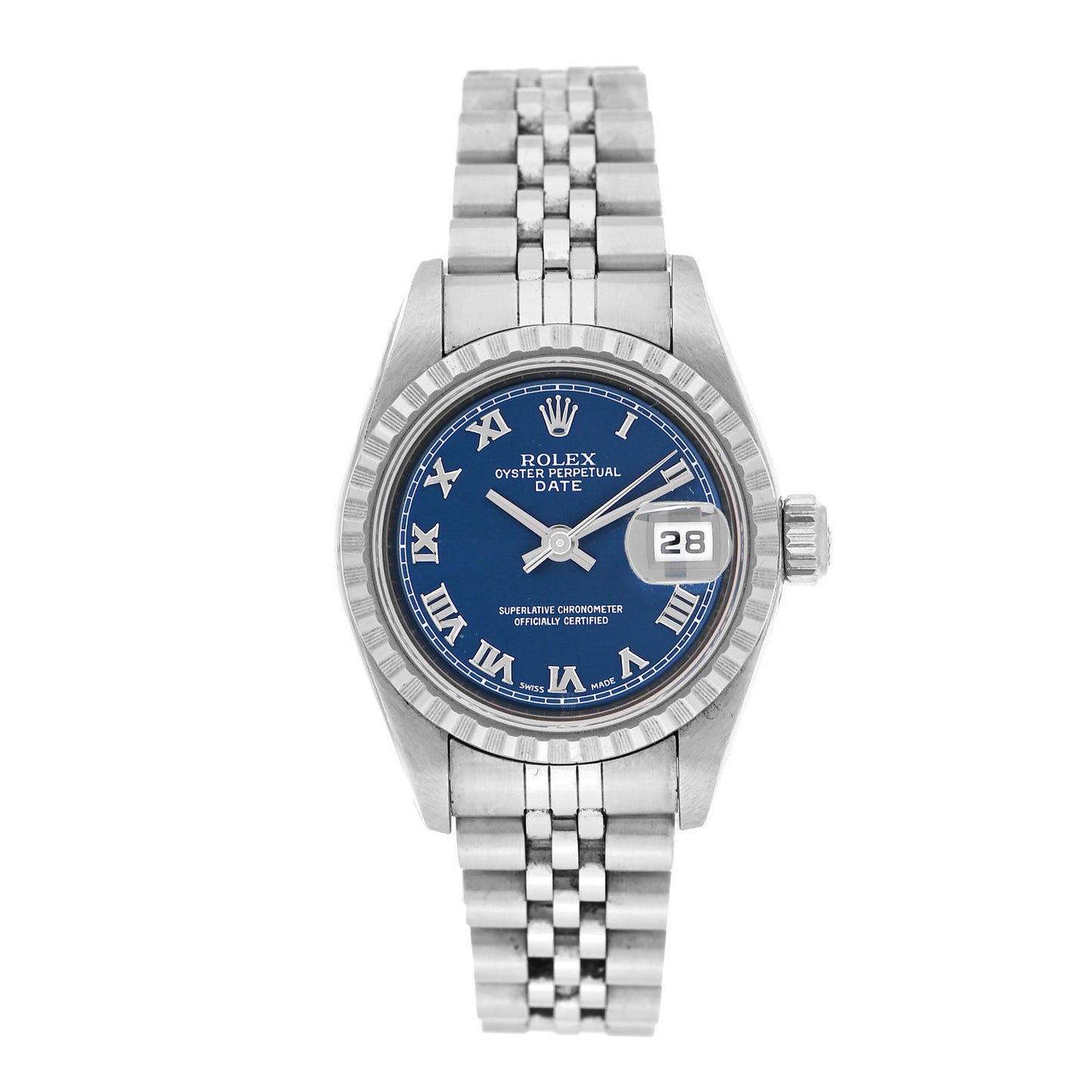 Stainless Steel 26mm Oyster Perpetual Date Watch Blue 79240