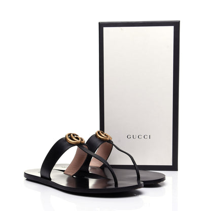 Gucci Calfskin GG Marmont Thong Sandals 40 Black 12 of 12