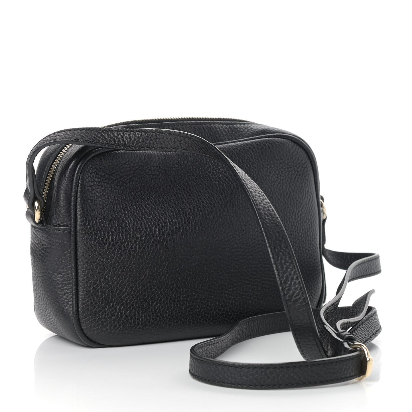 Pebbled Calfskin Small Soho Disco Bag Black